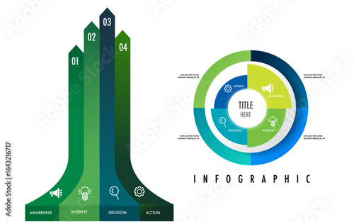 infographic template 4 step for business direction, marketing strategy, diagram, data, growth, arrow timeline