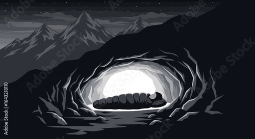 finding solitude and rest a person sleeps peacefully in a mountain cave at night finding tranquility in natures embrace