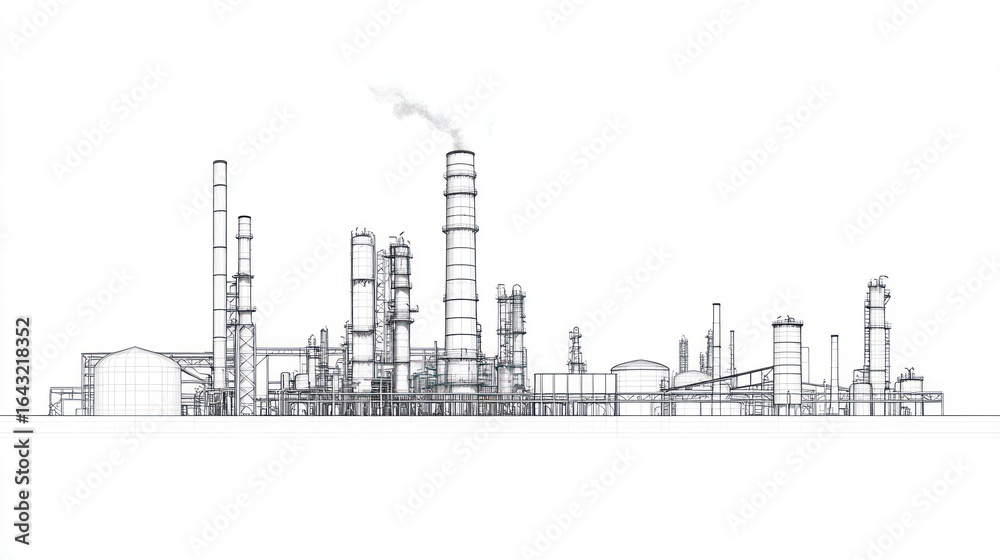 Fototapeta premium Industrial complex outline design