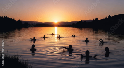 serene sunset swim finding tranquility and connection in natures embrace perfect for wellness travel and community projects