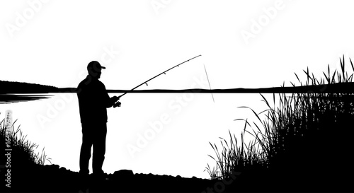 serene fisherman silhouette perfect for relaxation solitude and peaceful outdoor recreation themes ideal for blogs websites and print media