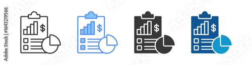 Financial Report Icon Set Multiple Style Collection