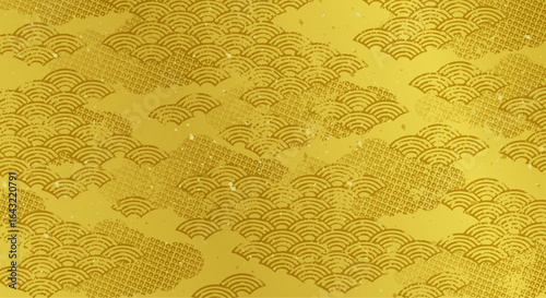 海　金　波のある和風背景イラスト