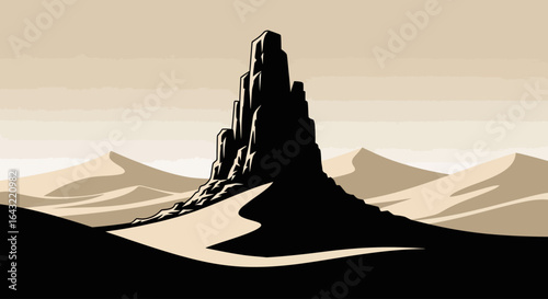 desert oasis striking silhouette of a majestic rock formation in a serene sand dune landscape perfect for travel adventure and westernthemed designs