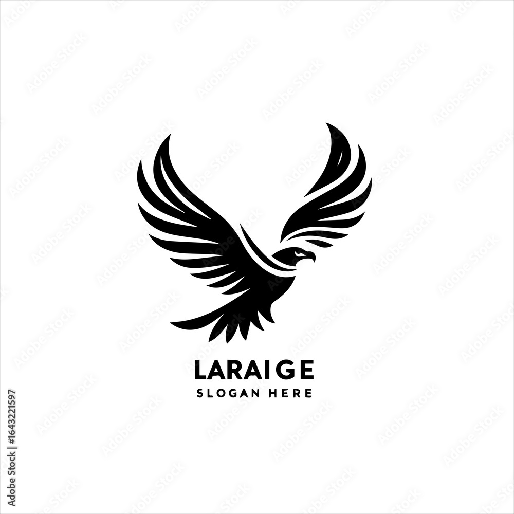 Fototapeta premium Black silhouette of a majestic eagle with outstretched wings in flight