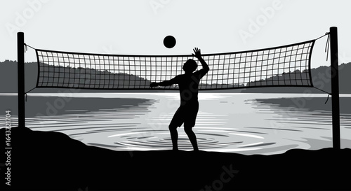 lakeside volleyball silhouette perfect for active lifestyle summer vacation and sportthemed designs