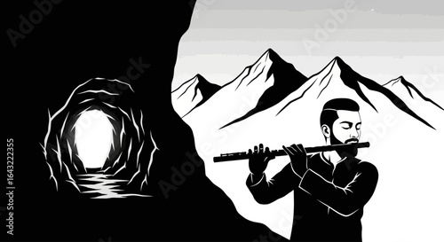 finding inner peace a musicians journey through mountain landscapes and introspective caves ideal for spiritual retreats meditation apps and musicrelated projects