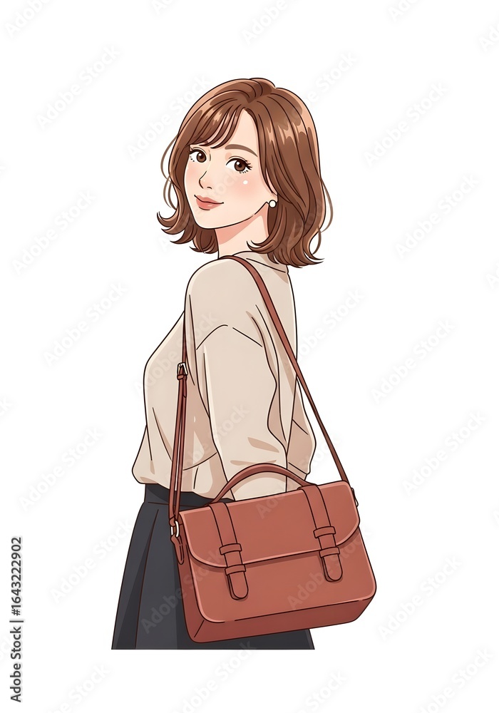 女性イラストカシュアルファッションとハックの女性のイラスト 女性イラストカシュアルファッションとハックの女性のイラスト