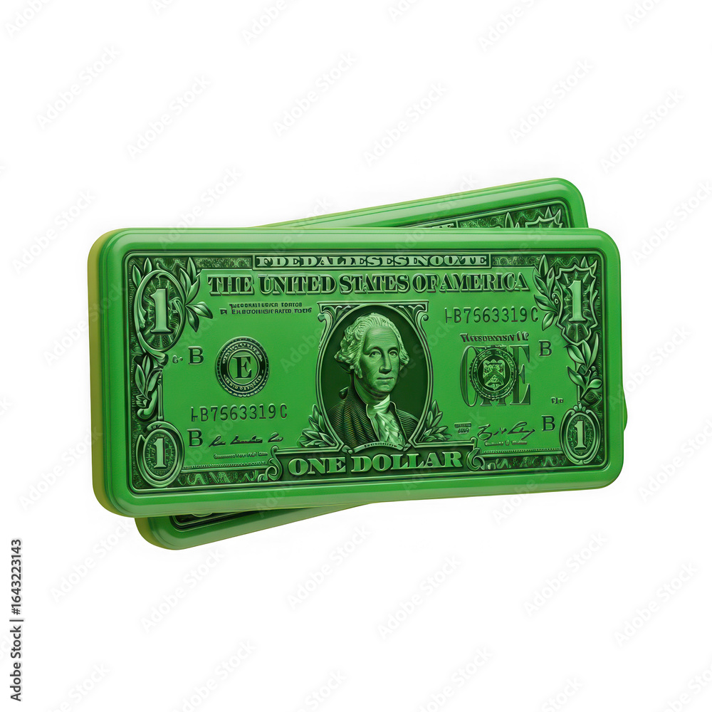 Fototapeta premium 3d icon of green dollar bill isolated on transparent background