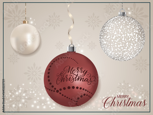  A visually appealing red pearly Christmas ball adorned with a Christmas blessing.