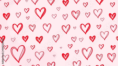 Fotografi Playful handdrawn hearts scattered beautifully creating charming affectionate ar