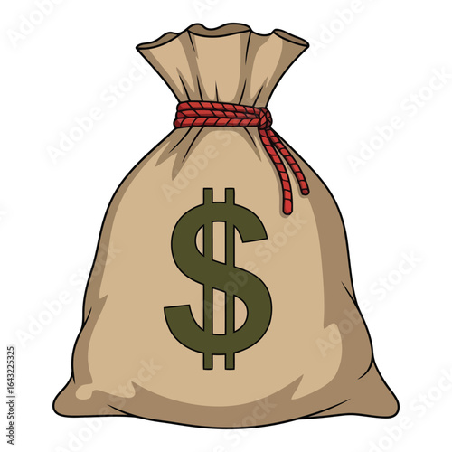 Art of money bag with dollar sign isolated on white background