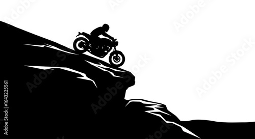 conquer the peak silhouette of a motorcyclist ascending a cliff illustrating determination risk and the pursuit of adventure