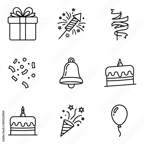 Art of celebration and party icons isolated on white background