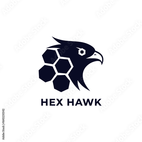 A stylized hawk head logo with honeycomb elements and the text "HEX HAWK" below.