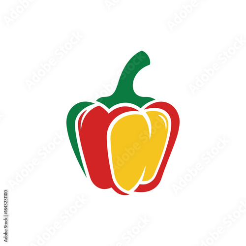 A stylized pepper illustration features red yellow and green sections.