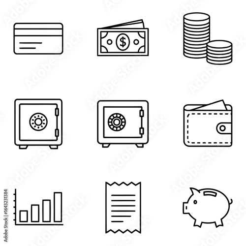 Art of financial and business icons isolated on white background