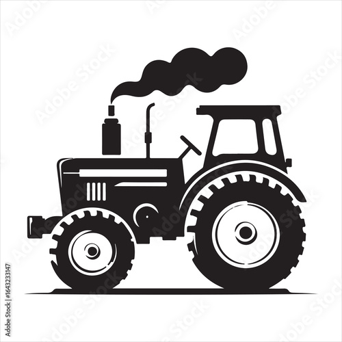 Tractor silhouette vector, old tractor vector silhouette illustration