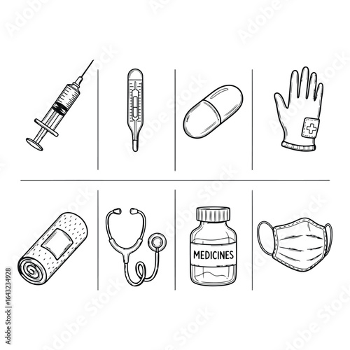 Art of medical equipment and supplies for healthcare and treatment