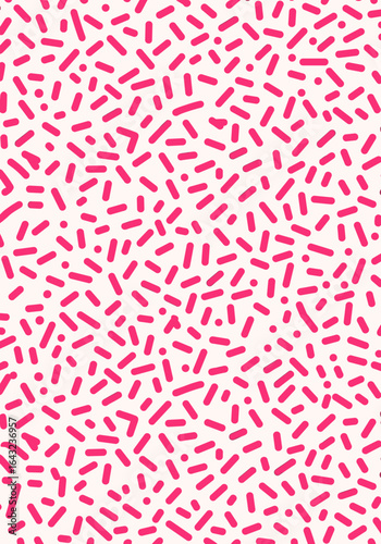 Vibrant pink sprinkles pattern on a clean white background for festive decorations and sweet treats