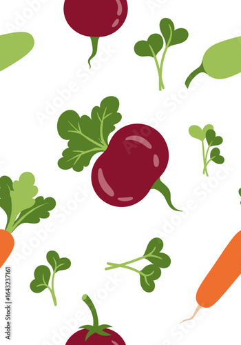 A fresh pattern of various vegetables and sprouts in a delicious healthy food design