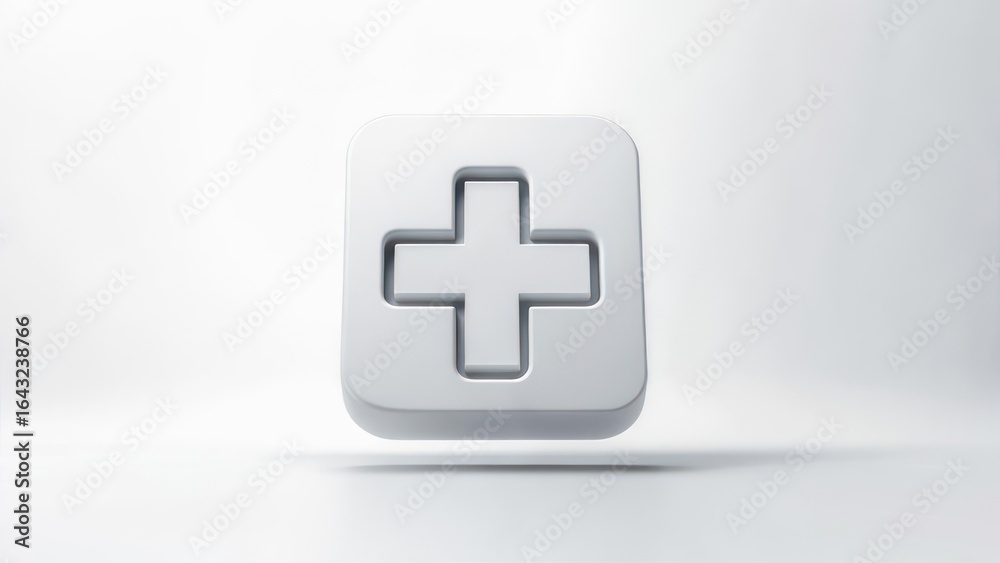 Fototapeta premium White plus symbol on a square