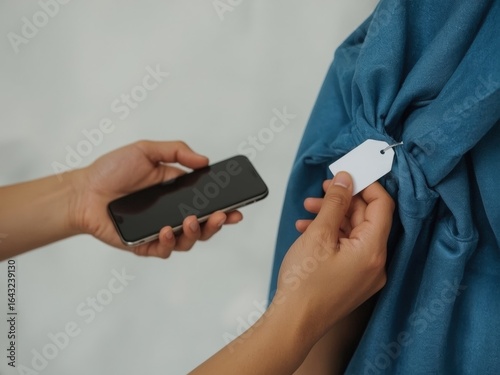 Modern Retail Shopping: Smartphone Scanning Clothing Labels and Tags for Contactless Fashion Purchases