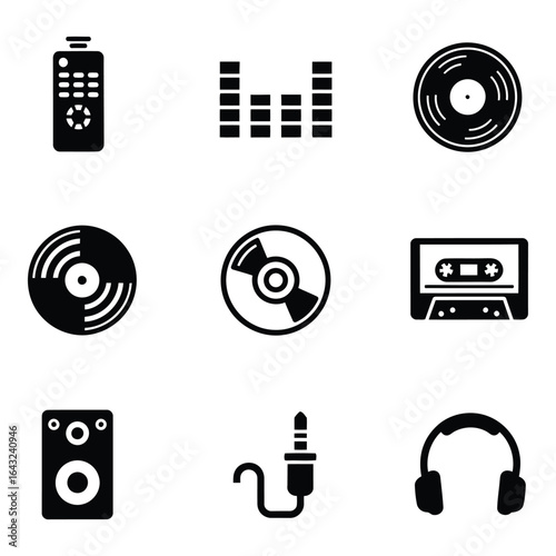 Art of music and audio icons isolated on white background