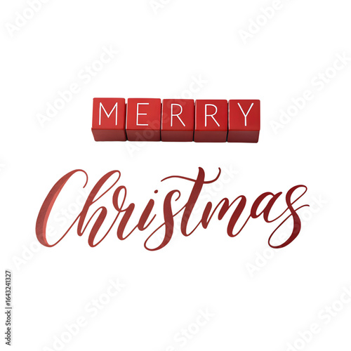 Vector art illustration of a 3d sign with merry christmas lettering and happy holidays greeting card design