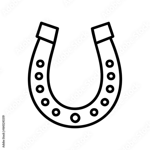 Horseshoe silhouette luck symbol icon representing good fortune, minimalistic vector illustration on a clean white background.