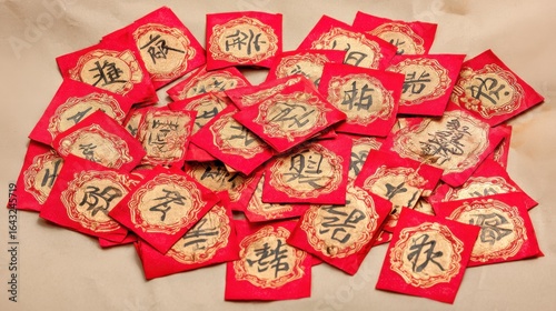 Chinese new year celebration market red envelopes cultural festivity close-up tradition and prosperity