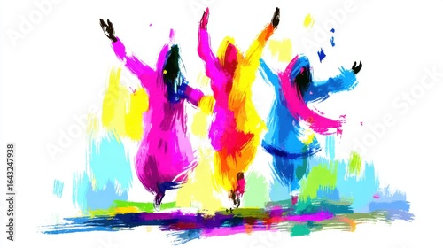 Celebration of joyful movement colorful city abstract art vibrant environment dynamic viewpoint