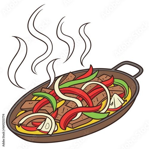 Sizzling Fajitas Isolated Illustration of Delicious Mexican Cuisine