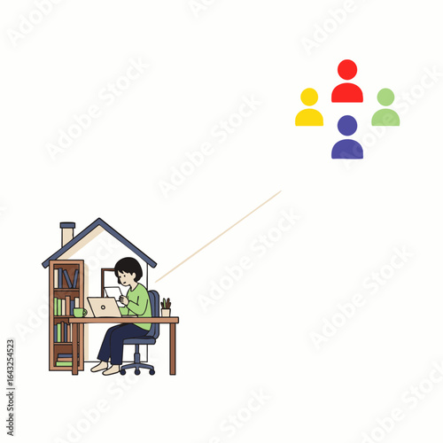 An individual efficiently manages their professional tasks from a comfortable home office, maintaining seamless virtual connections with colleagues.