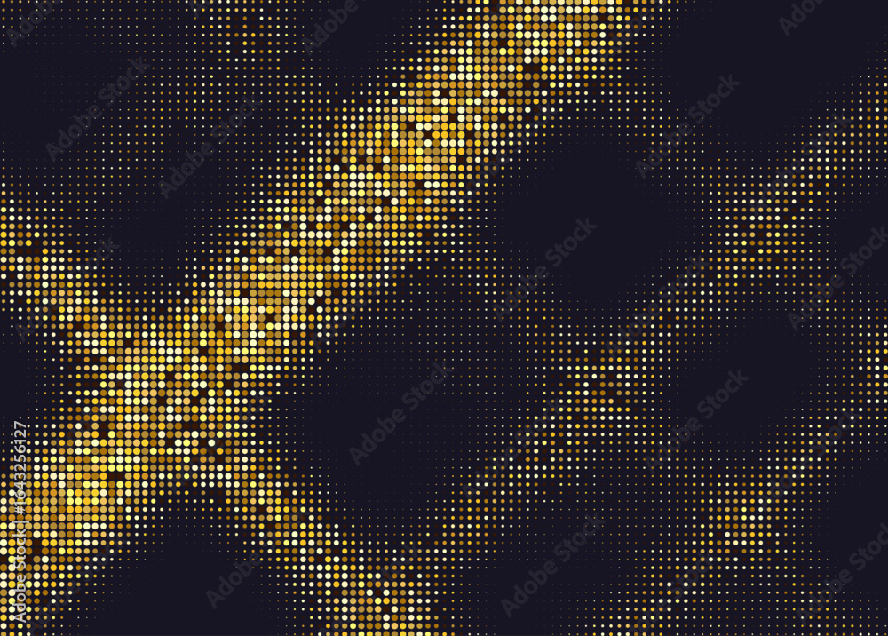 Fototapeta premium Gold Edge Transition Pixel Halftone Background Pattern