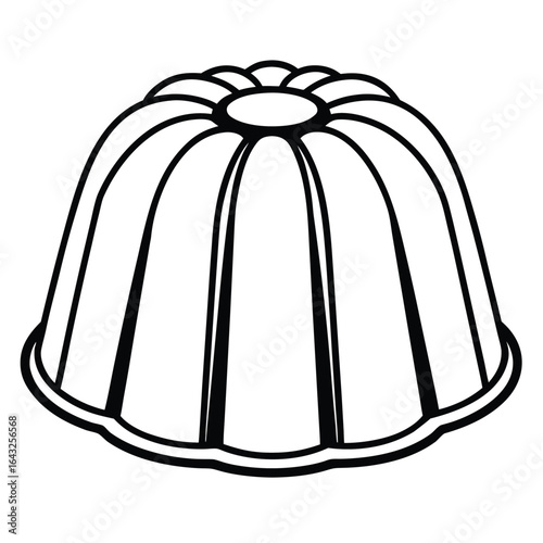 Black and white outline of a jelly mold for coloring, isolated on a pure white background.