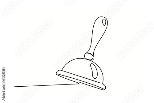 Minimalist single line drawing a plunger a toilet plumbing