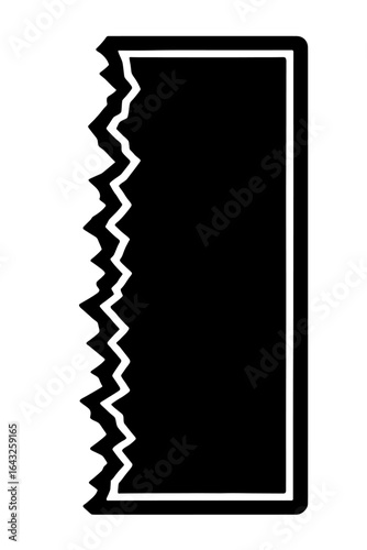 Bold Vector Graphic of a Rectangle with a Jagged, Torn Edge – Ideal for Distressed and Textured Designs