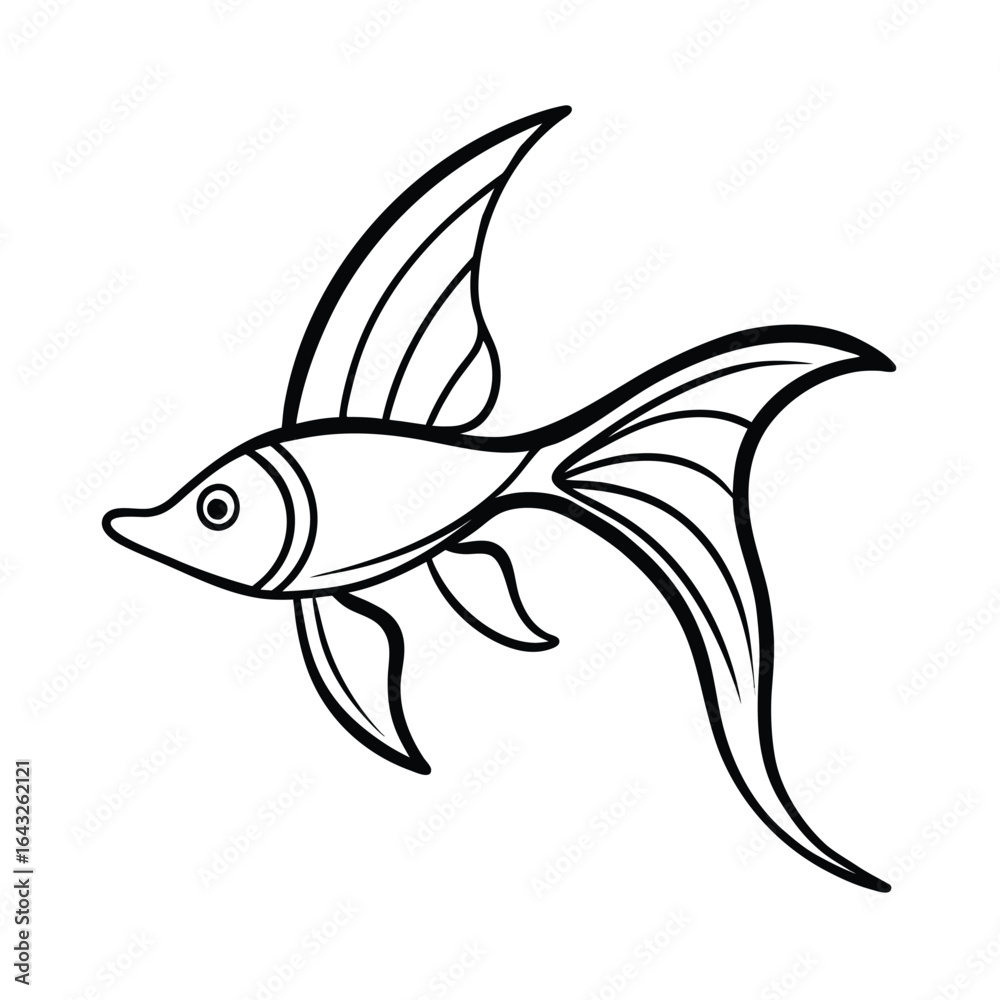Fototapeta premium continuous single line drawing of a swordtail smo.eps