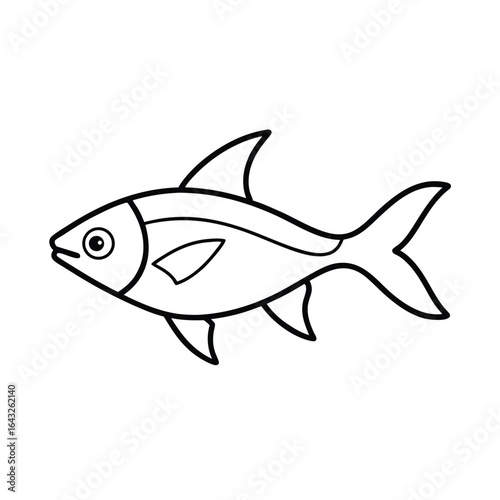continuous single line drawing of a tetra smooth .eps