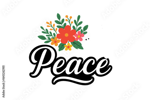 Colorful florals and dove create a vibrant design representing peace and harmony in a joyful display