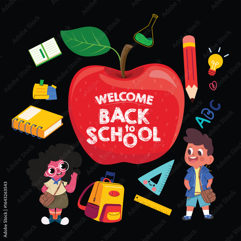 Fototapeta premium Wel com back to school T- shirt design