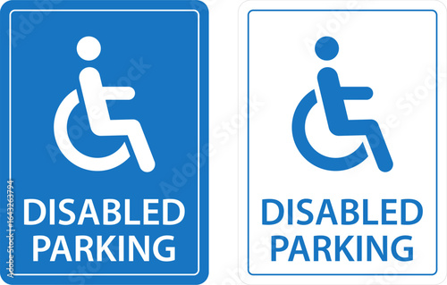 Disabled Parking Signs - Disabled Symbol. parking sign for disabled. printable public symbol set simple blue minimalist design