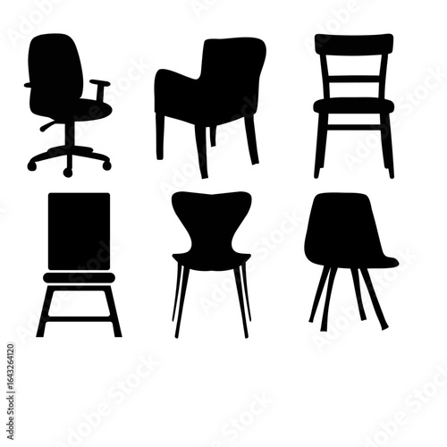 Collection of Office and Dining Chair Vector Silhouettes