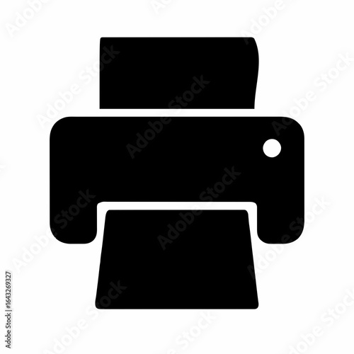 Black Vector Silhouette of a Printer on White Background