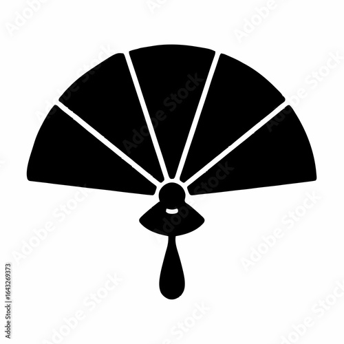 Simple Vector Silhouette of a Hand Fan Isolated on White Background
