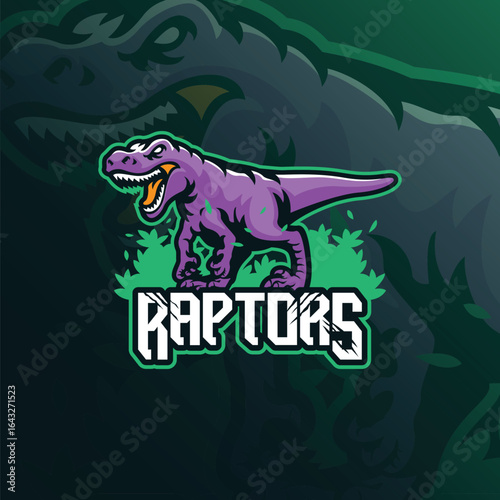 Raptor mascot logo design vector. Angry raptor illustration for sport team.