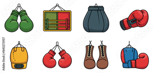 Collection of boxing equipment and training gear