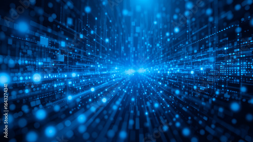 Blue abstract background  pixel light BG for digital technology  artificial intelligence  machine learning graphic  software engineering design  cyber security pattern. Vector backdrop.