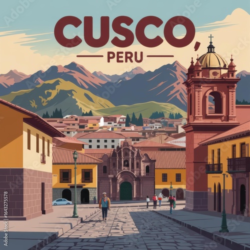 Cusco Peru Retro Travel Poster